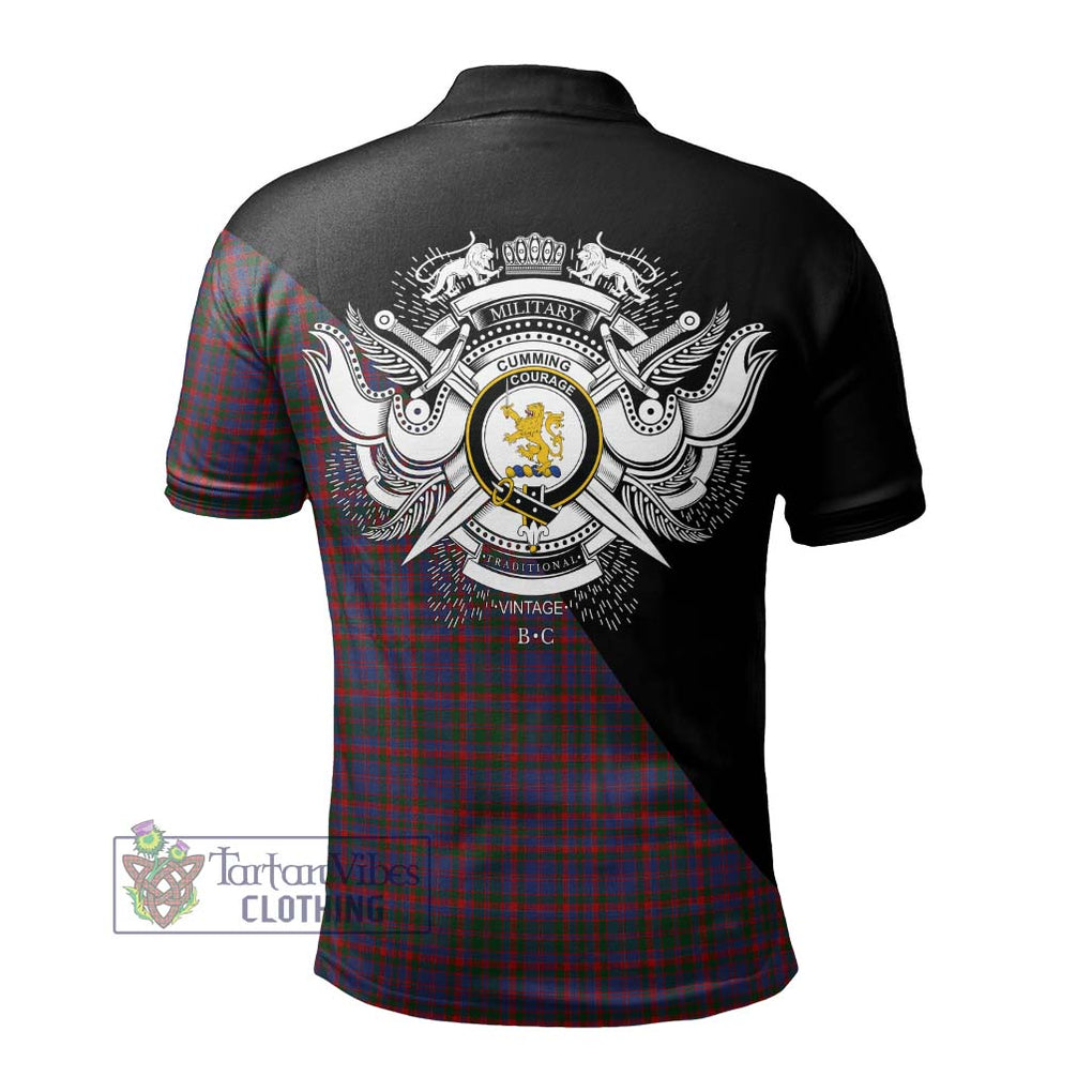 Cumming Tartan Polo Shirt with Family Crest and Military Logo Style - Tartanvibesclothing Shop