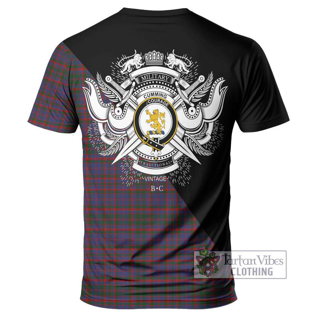 Cumming Tartan T-Shirt with Family Crest and Military Logo Style - Tartanvibesclothing Shop