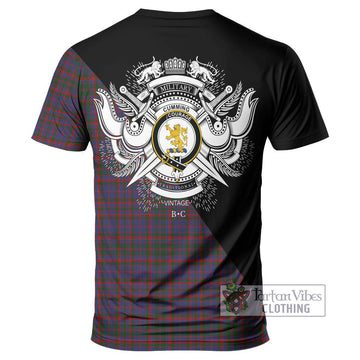 Cumming Tartan T-Shirt with Family Crest and Military Logo Style