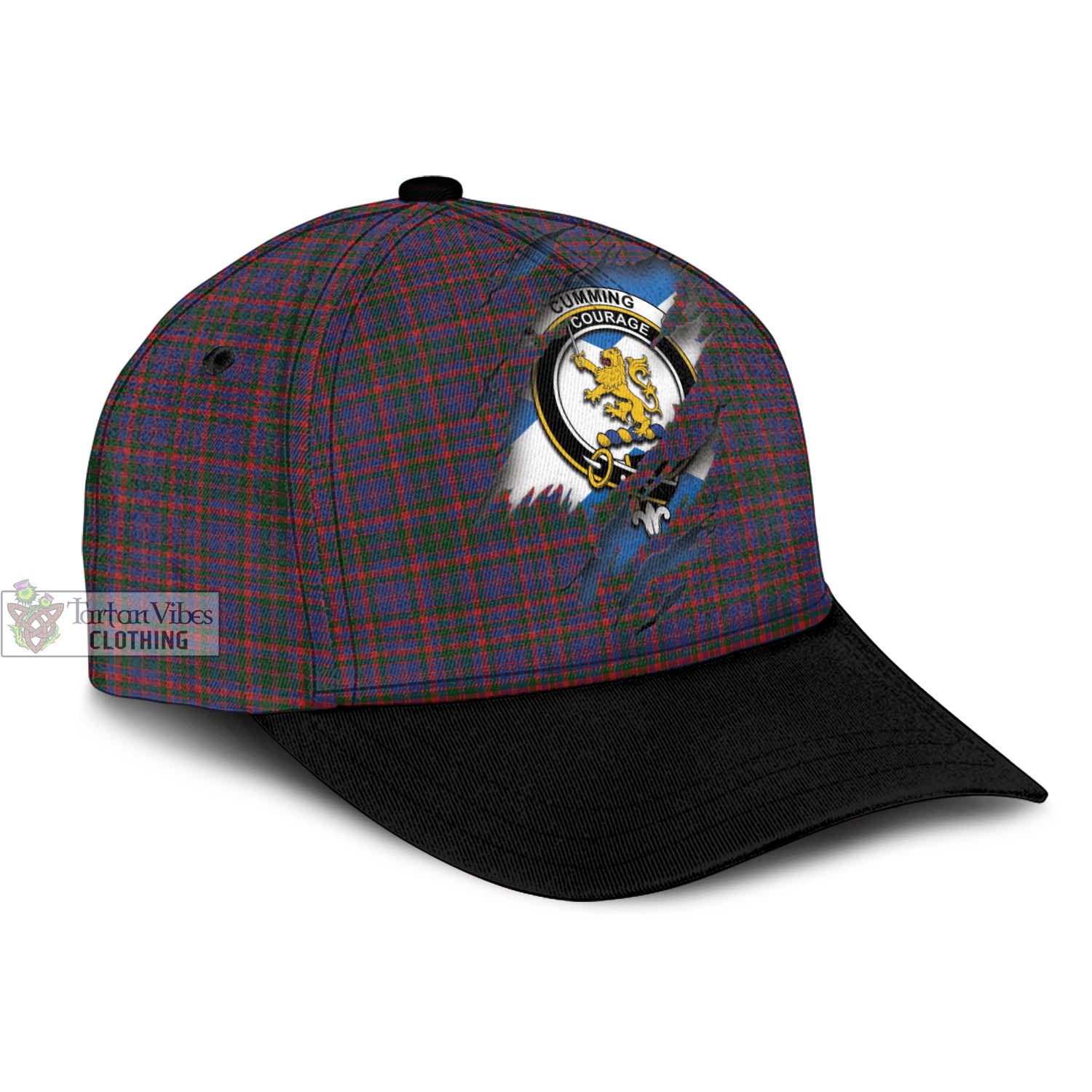 Tartan Vibes Clothing Cumming Tartan Classic Cap with Family Crest In Me Style