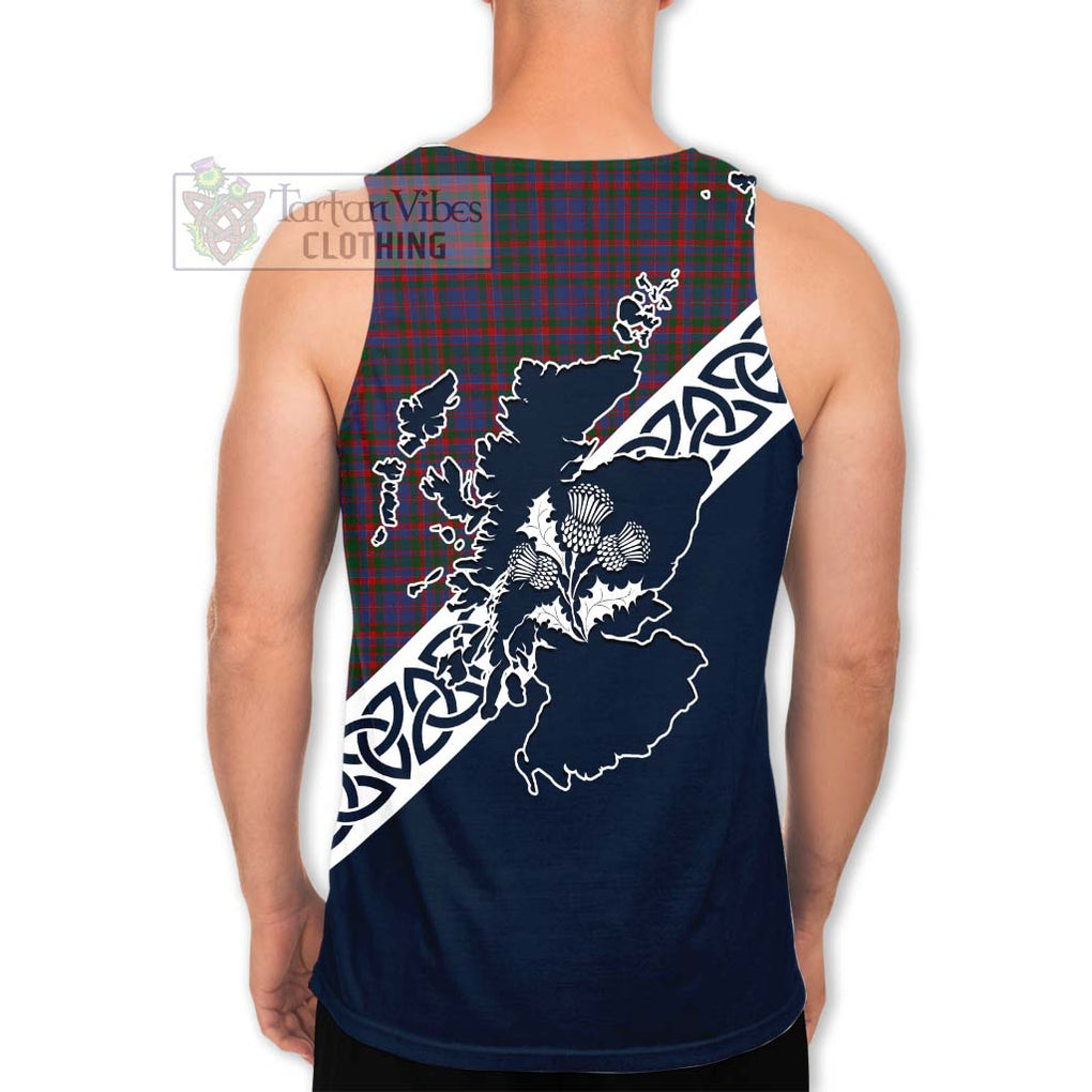 Tartan Vibes Clothing Cumming Tartan Men's Tank Top Featuring Thistle and Scotland Map