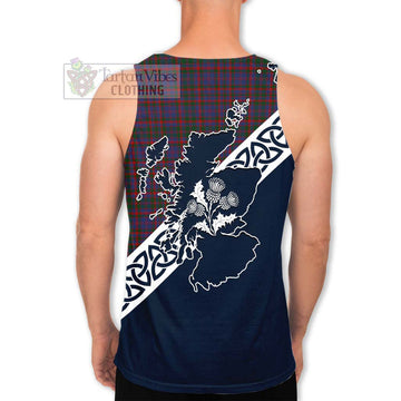 Cumming Tartan Men's Tank Top Featuring Thistle and Scotland Map