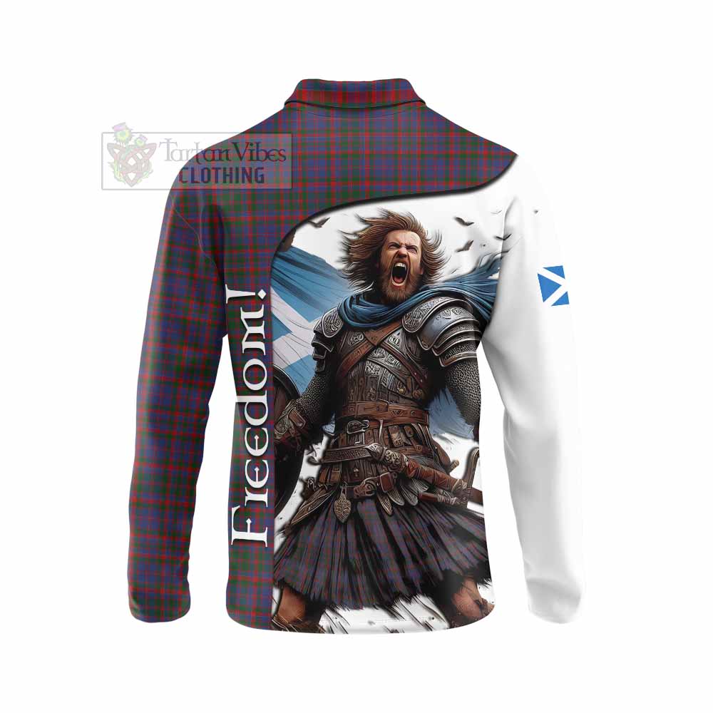 Tartan Vibes Clothing Cumming Crest Tartan Long Sleeve Polo Shirt Inspired by the Freedom of Scottish Warrior