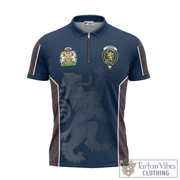 Cumming Tartan Zipper Polo Shirt with Family Crest and Lion Rampant Vibes Sport Style