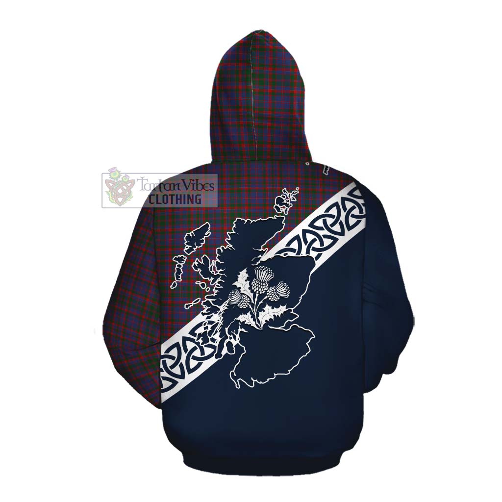 Tartan Vibes Clothing Cumming Tartan Cotton Hoodie Featuring Thistle and Scotland Map