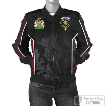 Cumming Tartan Bomber Jacket with Family Crest and Scottish Thistle Vibes Sport Style