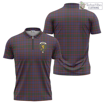 Cumming Tartan Zipper Polo Shirt with Family Crest