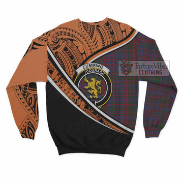 Cumming Crest Tartan Sweatshirt with Polynesian Vibes Style - Orange Version