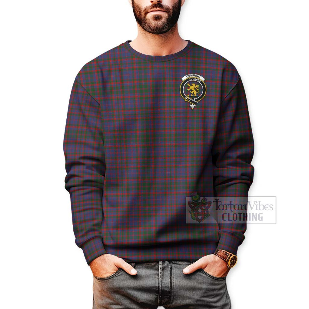 Tartan Vibes Clothing Cumming Tartan Sweatshirt with Family Crest Celtic Skull Style