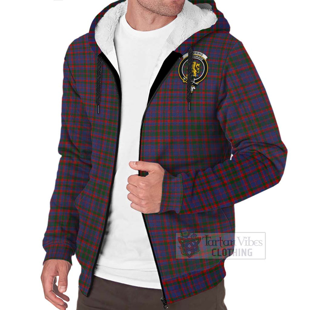 Tartan Vibes Clothing Cumming Tartan Sherpa Hoodie with Family Crest Celtic Skull Style