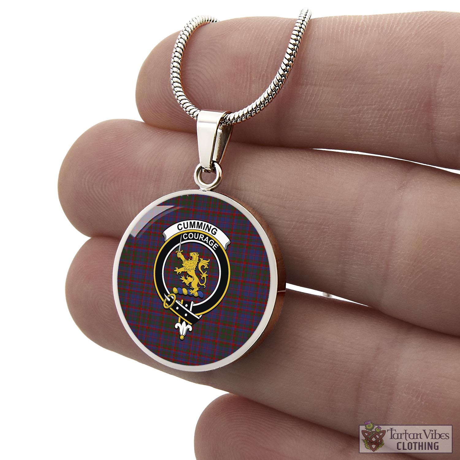 Tartan Vibes Clothing Cumming Tartan Circle Necklace with Family Crest