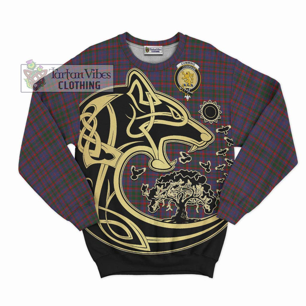 Cumming Tartan Sweatshirt with Family Crest Celtic Wolf Style - Tartan Vibes Clothing