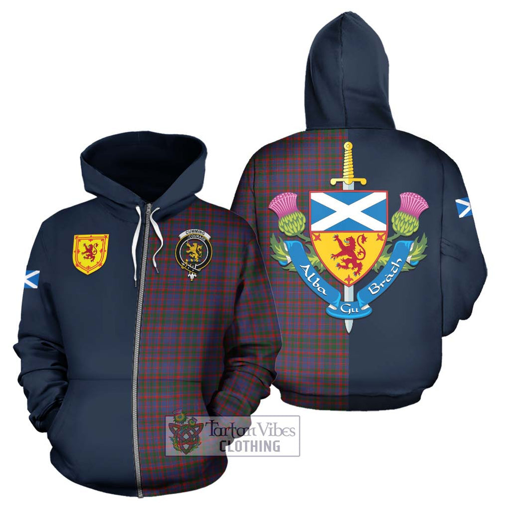 Tartan Vibes Clothing Cumming Tartan Hoodie with Scottish Lion Royal Arm Half Style