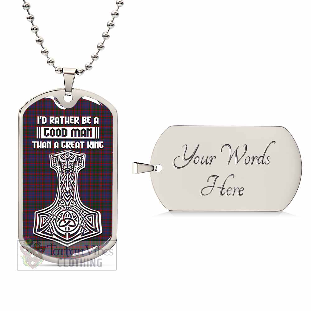 Tartan Vibes Clothing Cumming Tartan Dog Tag Necklace Viking Mjolnir Style