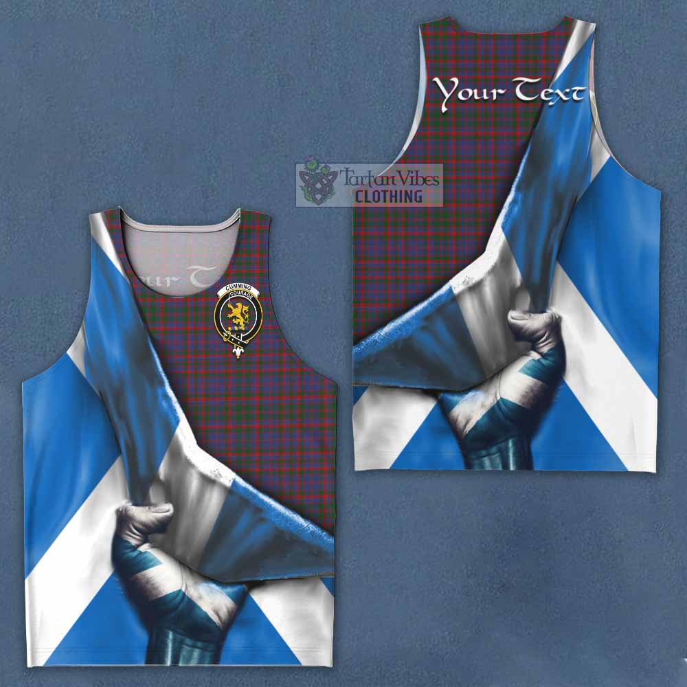 Tartan Vibes Clothing Cumming Tartan Men's Tank Top with Family Crest Scotland Patriotic Style