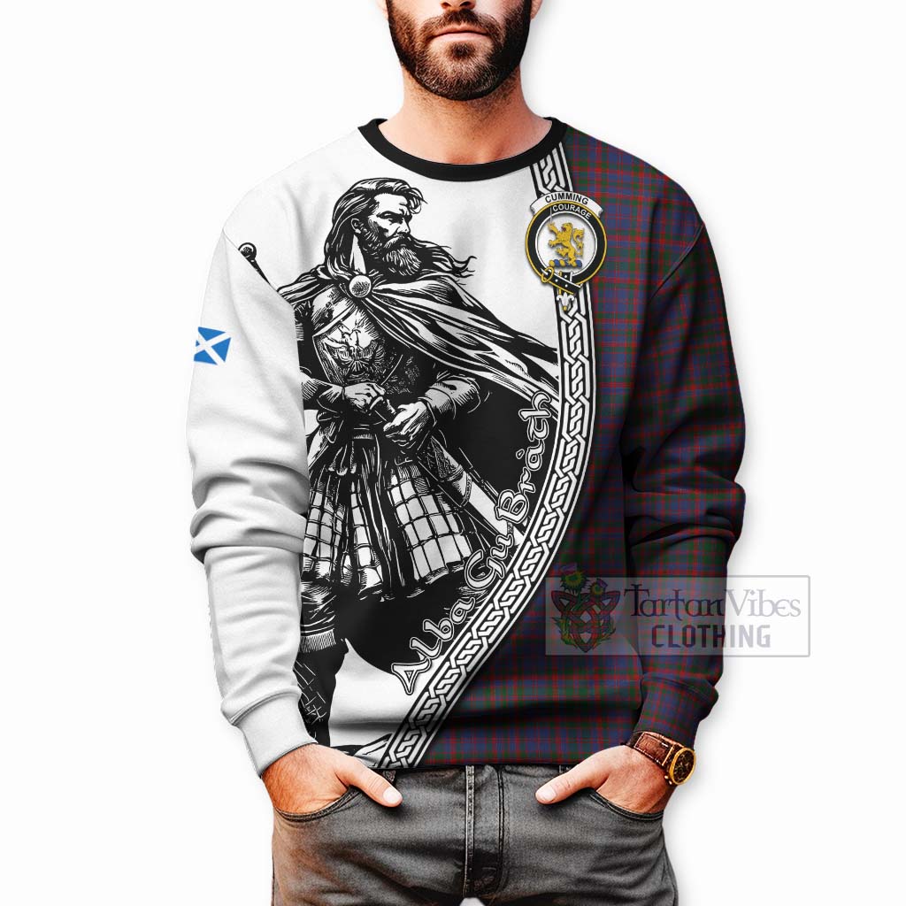 Tartan Vibes Clothing Cumming Tartan Clan Crest Sweatshirt with Highlander Warrior Celtic Style