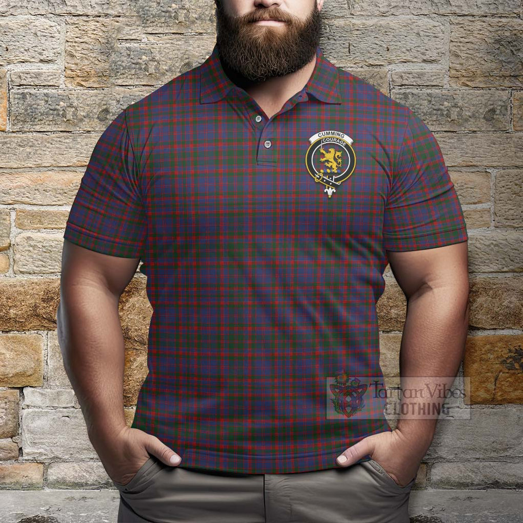 Tartan Vibes Clothing Cumming Tartan Polo Shirt with Family Crest and Bearded Skull Holding Bottles of Whiskey