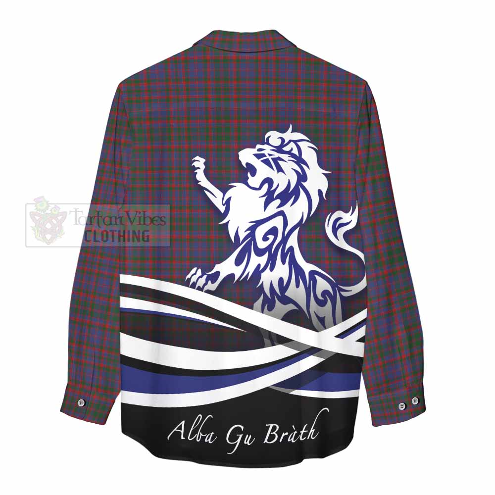 Tartan Vibes Clothing Cumming Tartan Women's Casual Shirt with Alba Gu Brath Regal Lion Emblem