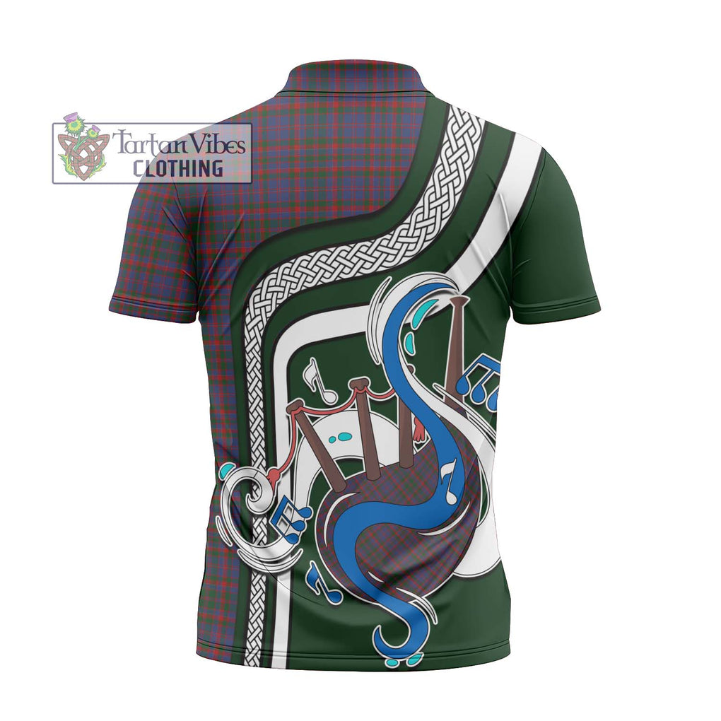 Cumming Tartan Zipper Polo Shirt with Epic Bagpipe Style - Tartanvibesclothing Shop