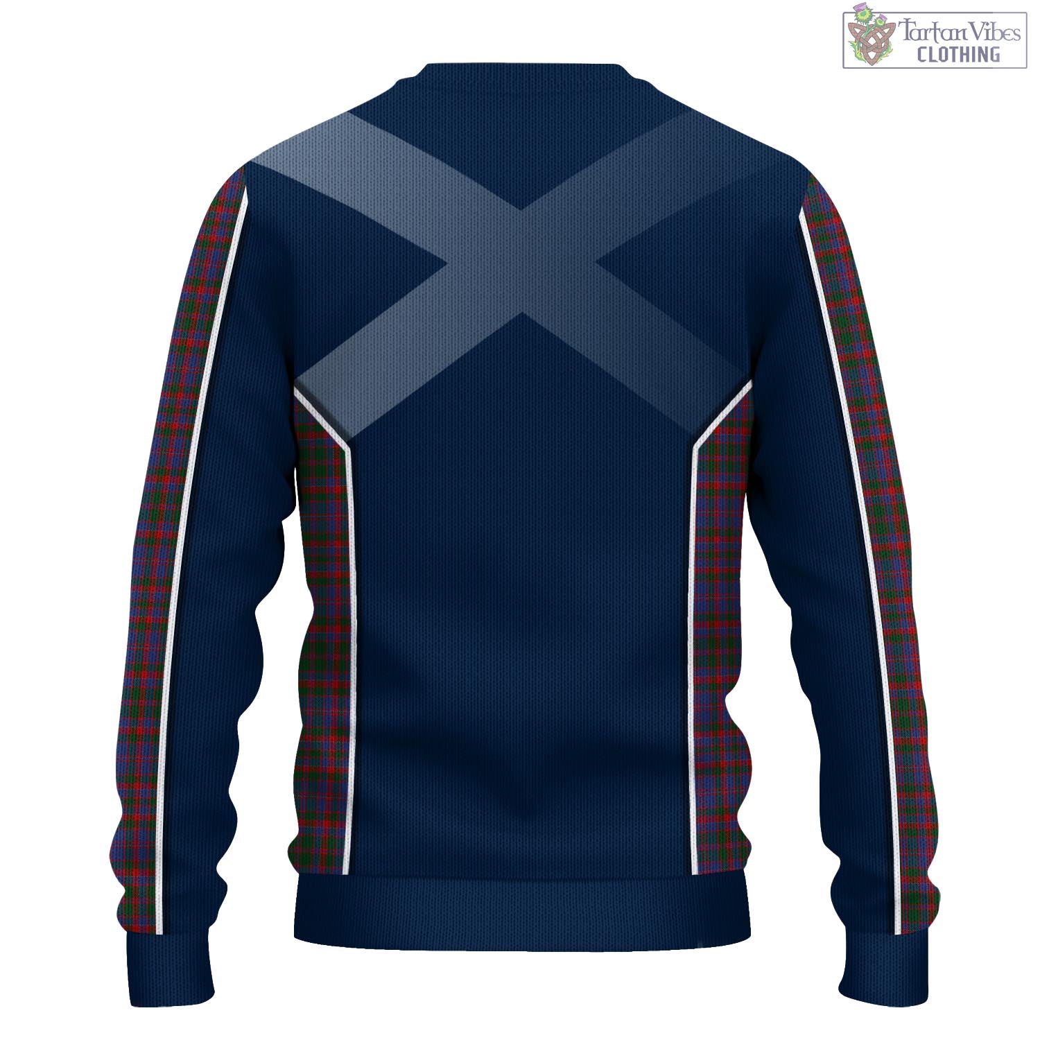 Tartan Vibes Clothing Cumming Tartan Knitted Sweatshirt with Family Crest and Scottish Thistle Vibes Sport Style