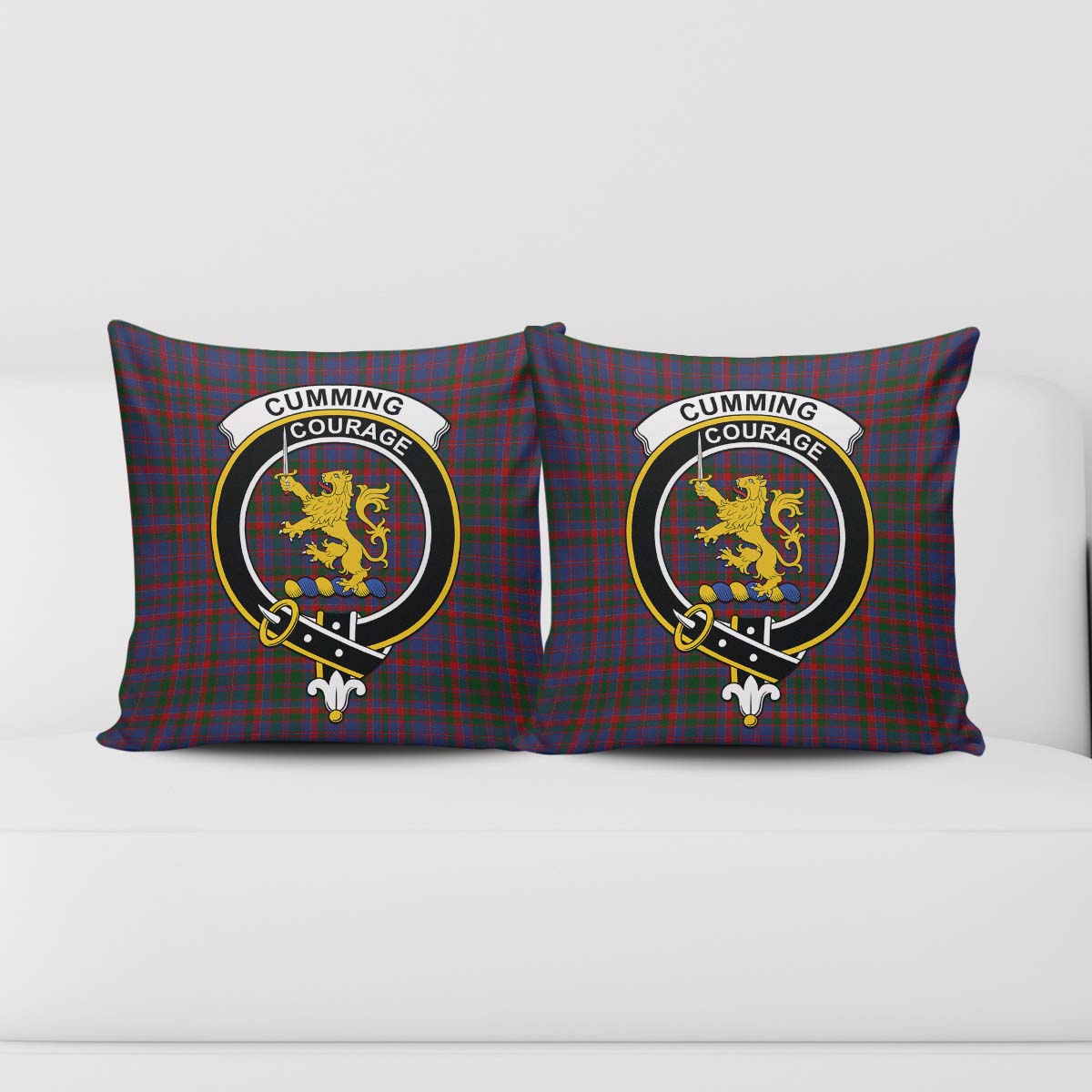 Cumming Tartan Pillow Cover with Family Crest - Tartanvibesclothing