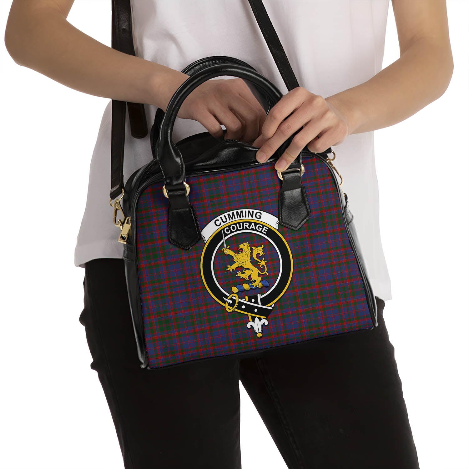 Cumming Tartan Shoulder Handbags with Family Crest - Tartanvibesclothing