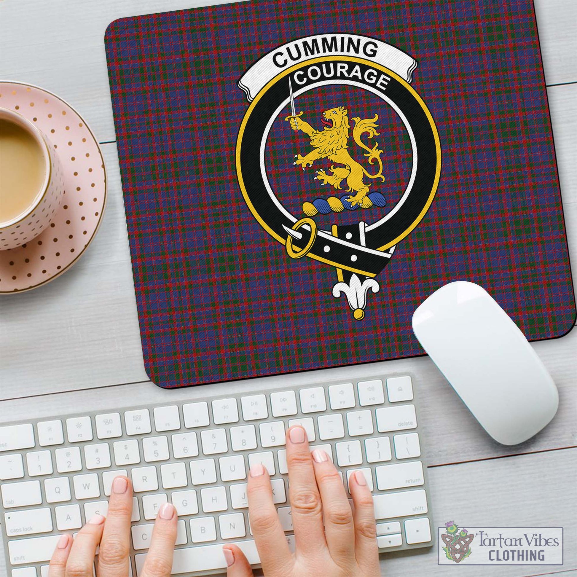 Tartan Vibes Clothing Cumming Tartan Mouse Pad with Family Crest