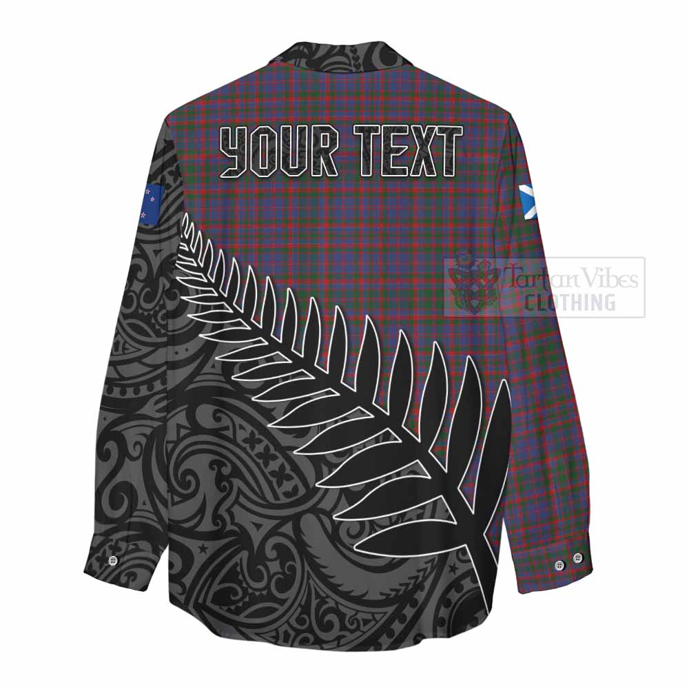 Tartan Vibes Clothing Cumming Crest Tartan Women's Casual Shirt with New Zealand Silver Fern Half Style