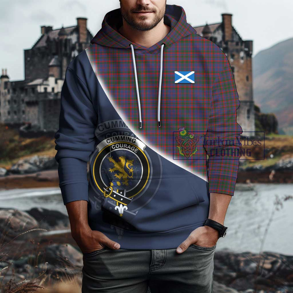 Cumming Tartan Hoodie with Personalised National Flag and Family Crest Half Style - Tartanvibesclothing Shop