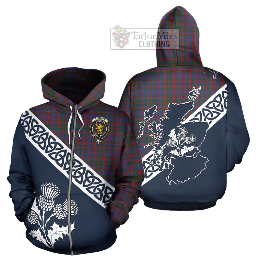 Tartan Vibes Clothing Cumming Tartan Hoodie Featuring Thistle and Scotland Map