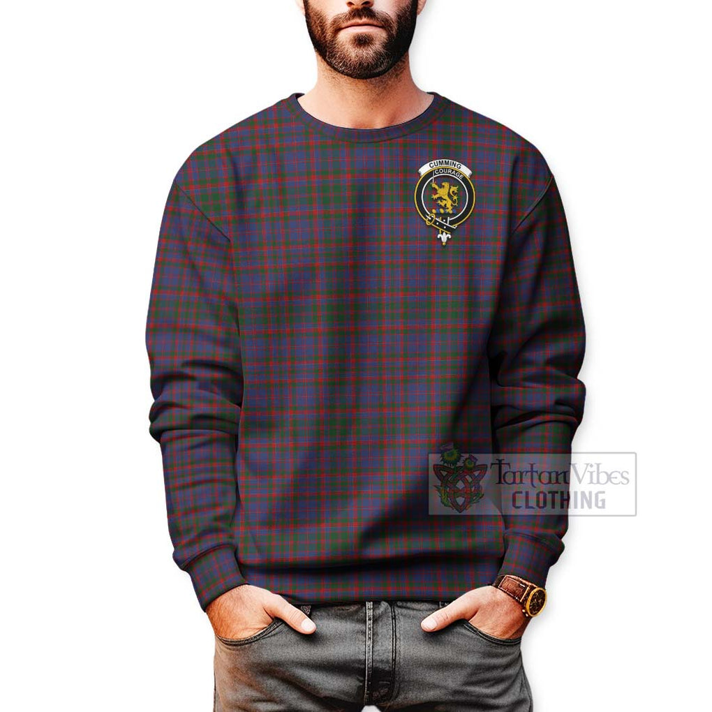 Tartan Vibes Clothing Cumming Tartan Sweatshirt with Family Crest and Bearded Skull Holding Bottles of Whiskey