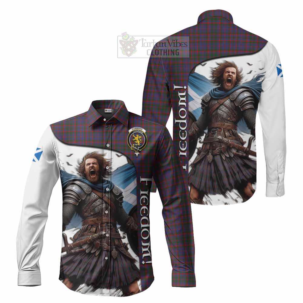 Tartan Vibes Clothing Cumming Crest Tartan Long Sleeve Button Shirt Inspired by the Freedom of Scottish Warrior