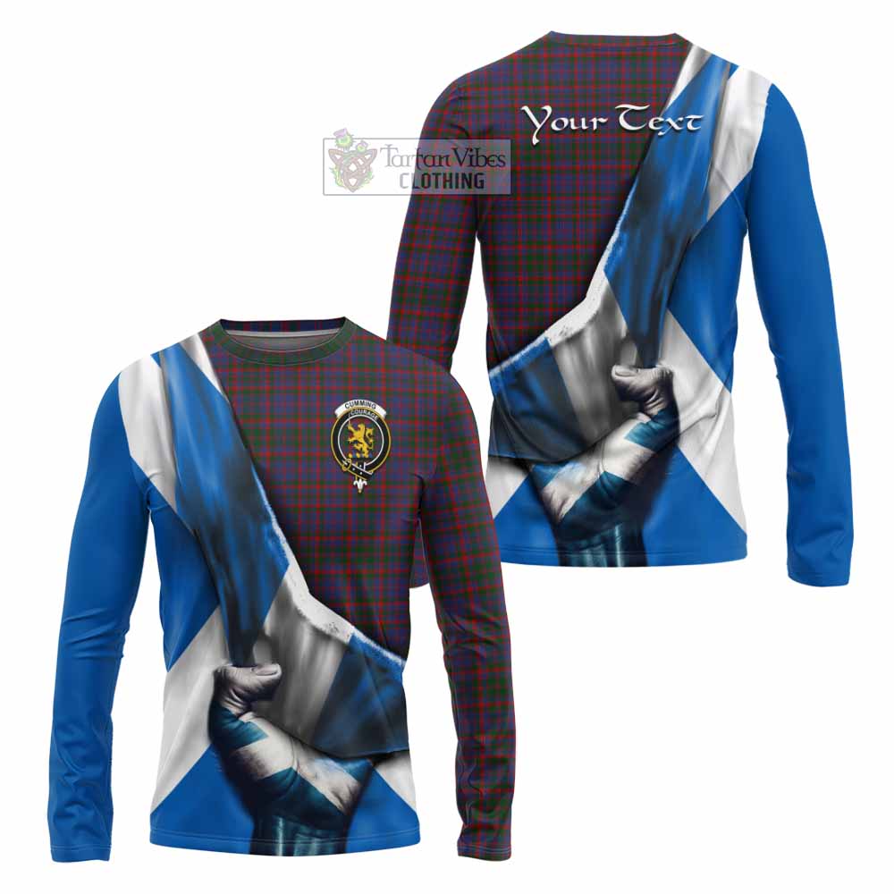 Tartan Vibes Clothing Cumming Tartan Long Sleeve T-Shirt with Family Crest Scotland Patriotic Style