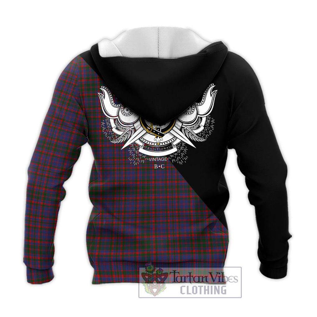 Cumming Tartan Knitted Hoodie with Family Crest and Military Logo Style - Tartanvibesclothing Shop