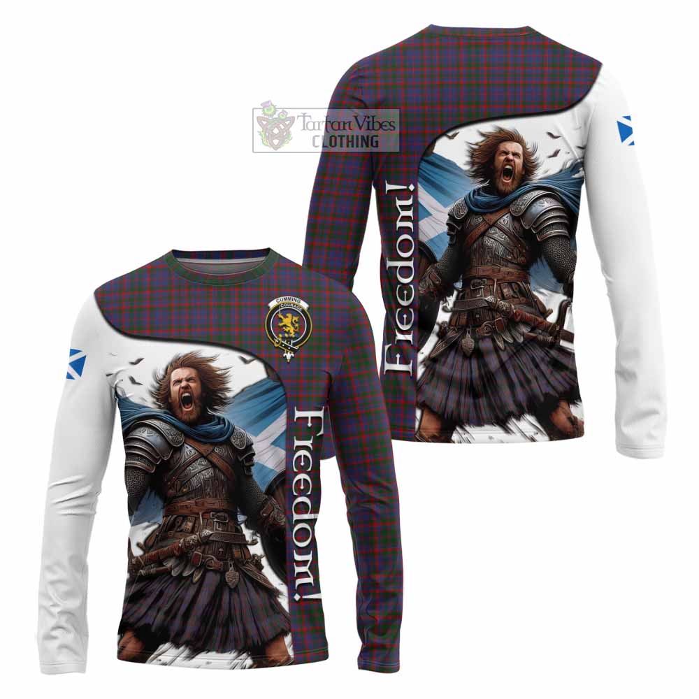 Tartan Vibes Clothing Cumming Crest Tartan Long Sleeve T-Shirt Inspired by the Freedom of Scottish Warrior