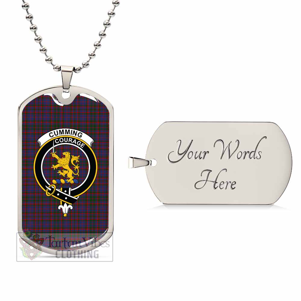 Tartan Vibes Clothing Cumming Tartan Dog Tag Necklace with Family Crest