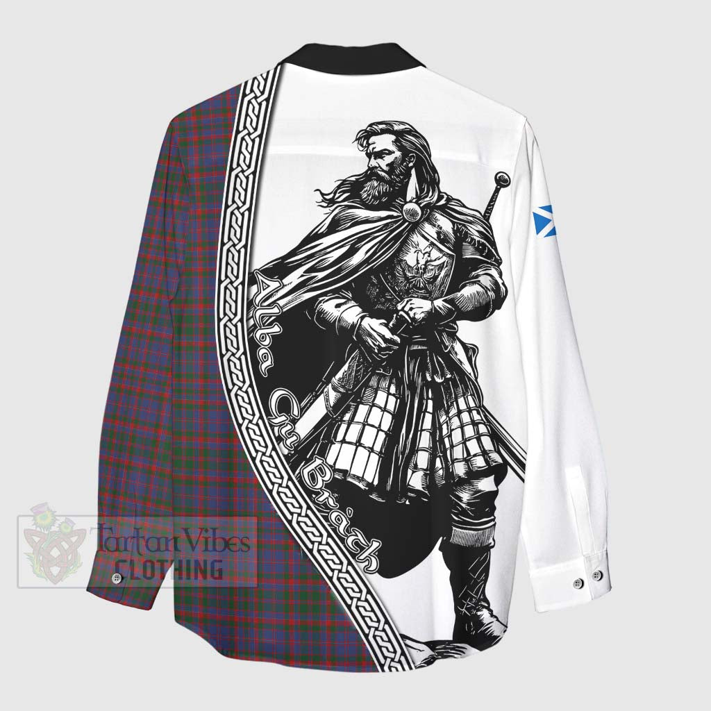 Tartan Vibes Clothing Cumming Tartan Clan Crest Women's Casual Shirt with Highlander Warrior Celtic Style