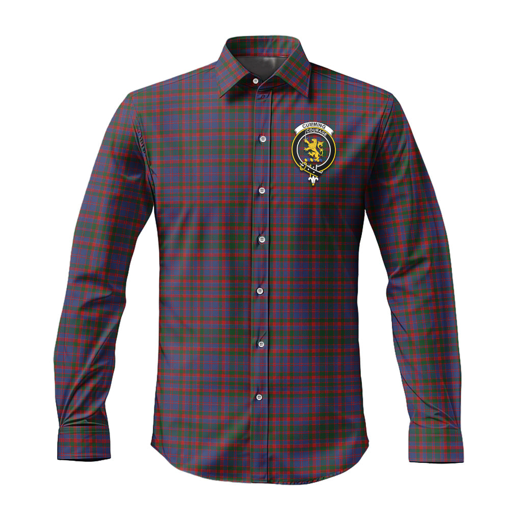 cumming-tartan-long-sleeve-button-up-shirt-with-family-crest