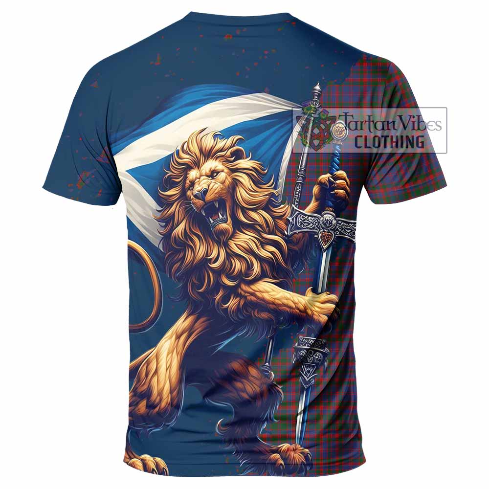 Tartan Vibes Clothing Cumming Tartan Family Crest T-Shirt with Scottish Majestic Lion