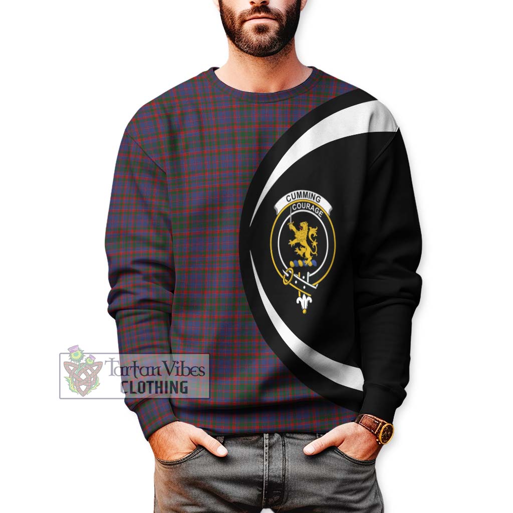 Cumming Tartan Sweatshirt with Family Crest Circle Style - Tartan Vibes Clothing