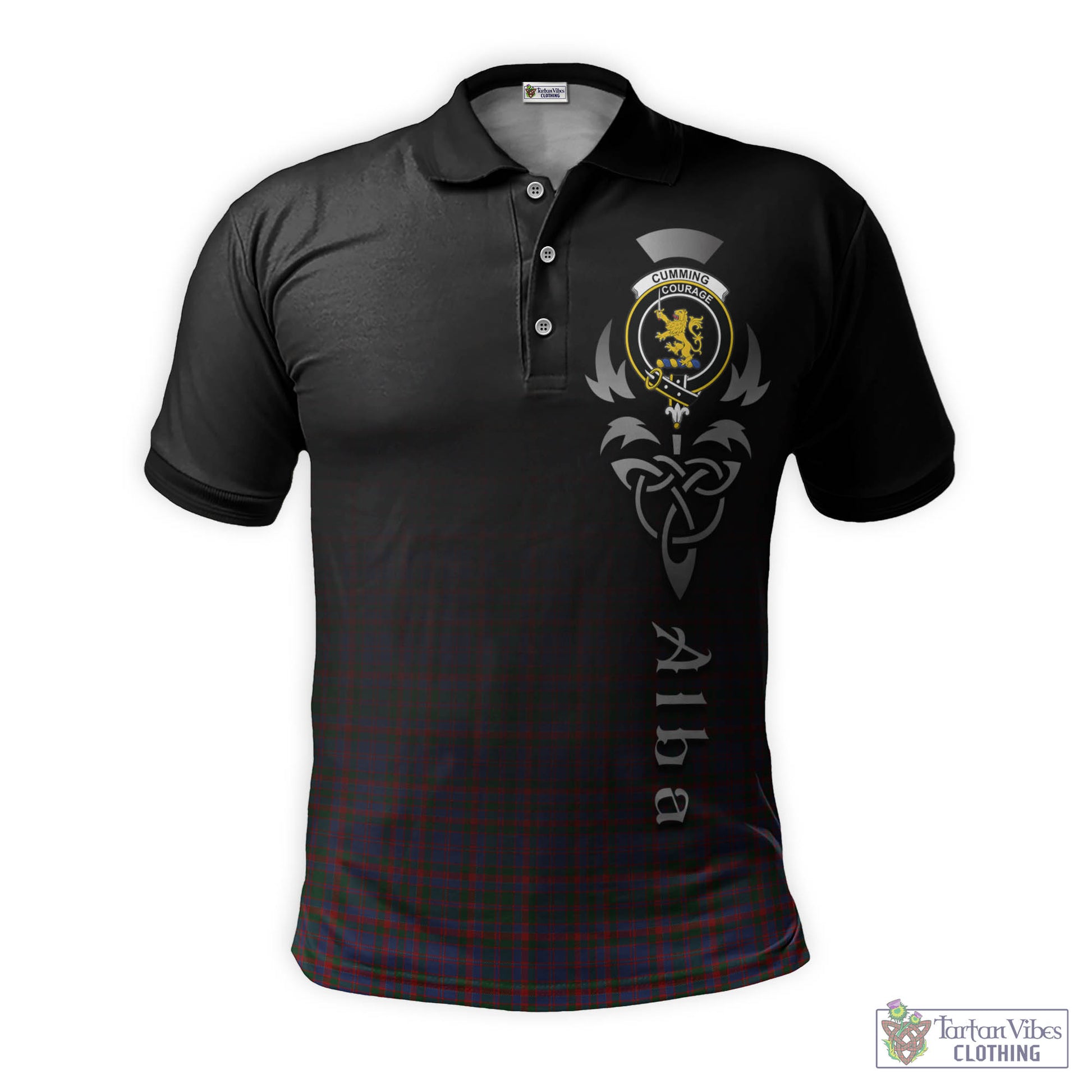 Tartan Vibes Clothing Cumming Tartan Polo Shirt Featuring Alba Gu Brath Family Crest Celtic Inspired