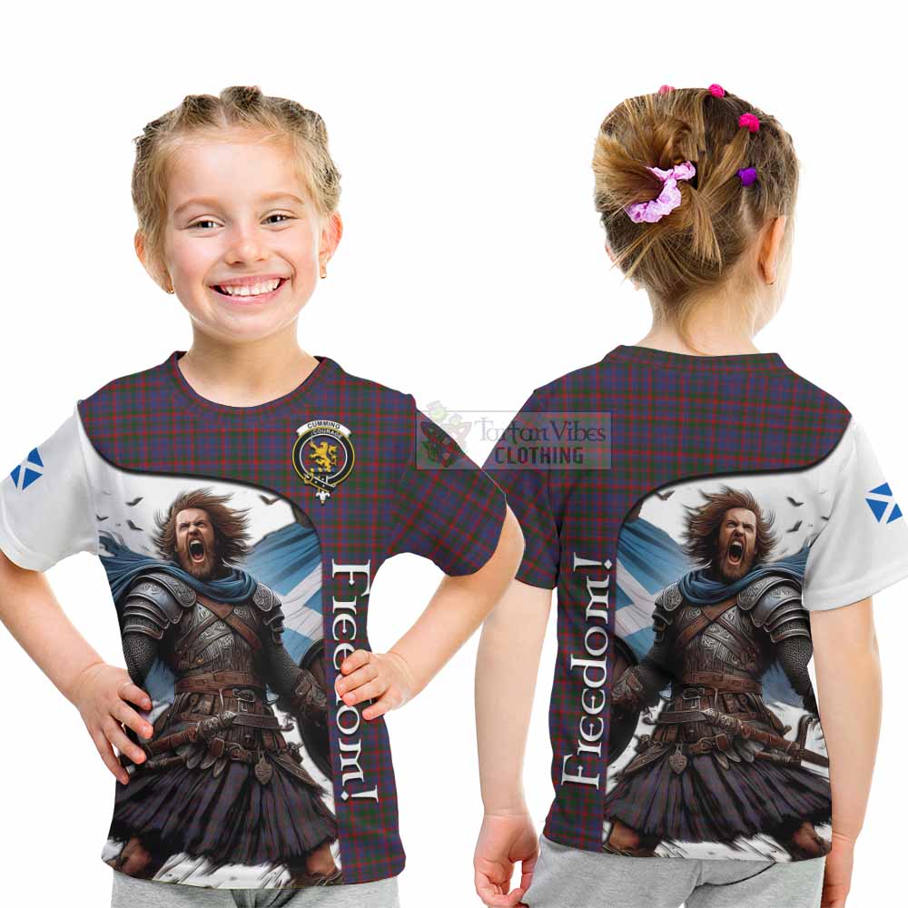 Tartan Vibes Clothing Cumming Crest Tartan Kid T-Shirt Inspired by the Freedom of Scottish Warrior