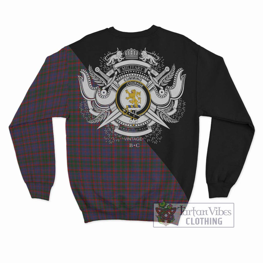 Cumming Tartan Sweatshirt with Family Crest and Military Logo Style - Tartanvibesclothing Shop