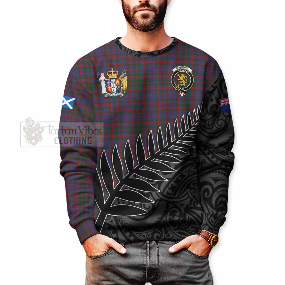 Tartan Vibes Clothing Cumming Crest Tartan Sweatshirt with New Zealand Silver Fern Half Style