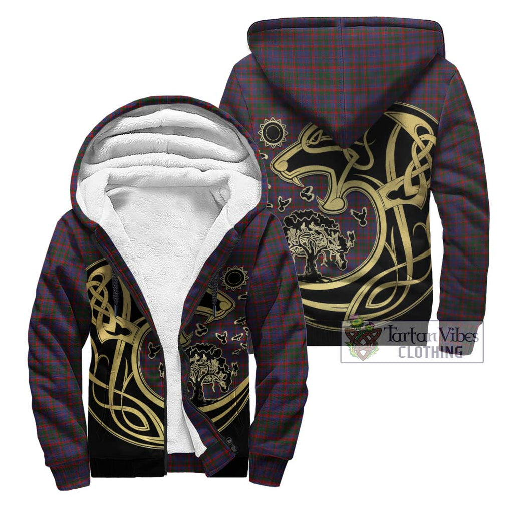 Cumming Tartan Sherpa Hoodie with Family Crest Celtic Wolf Style Unisex - Tartan Vibes Clothing