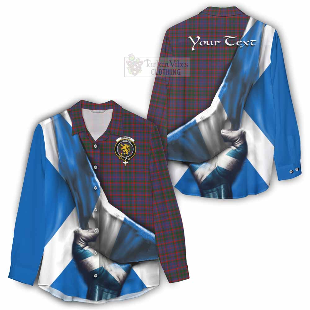 Tartan Vibes Clothing Cumming Tartan Women's Casual Shirt with Family Crest Scotland Patriotic Style