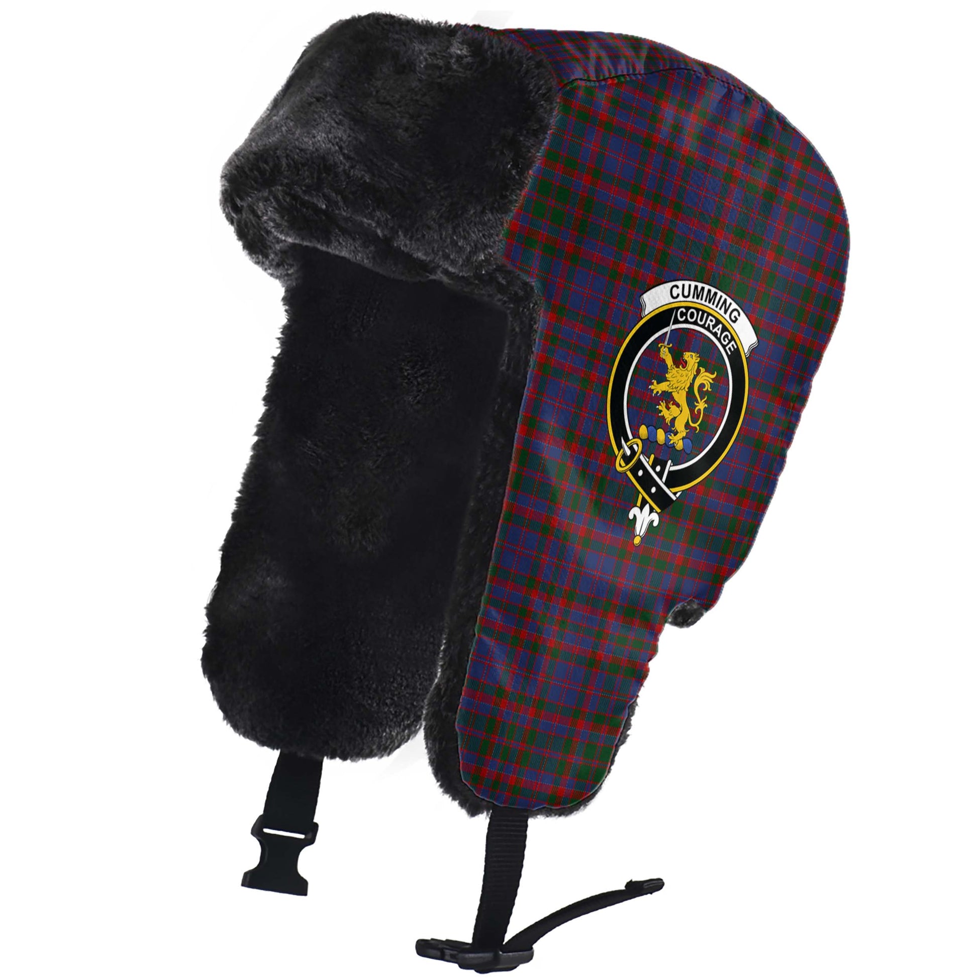 Cumming Tartan Winter Trapper Hat with Family Crest - Tartanvibesclothing