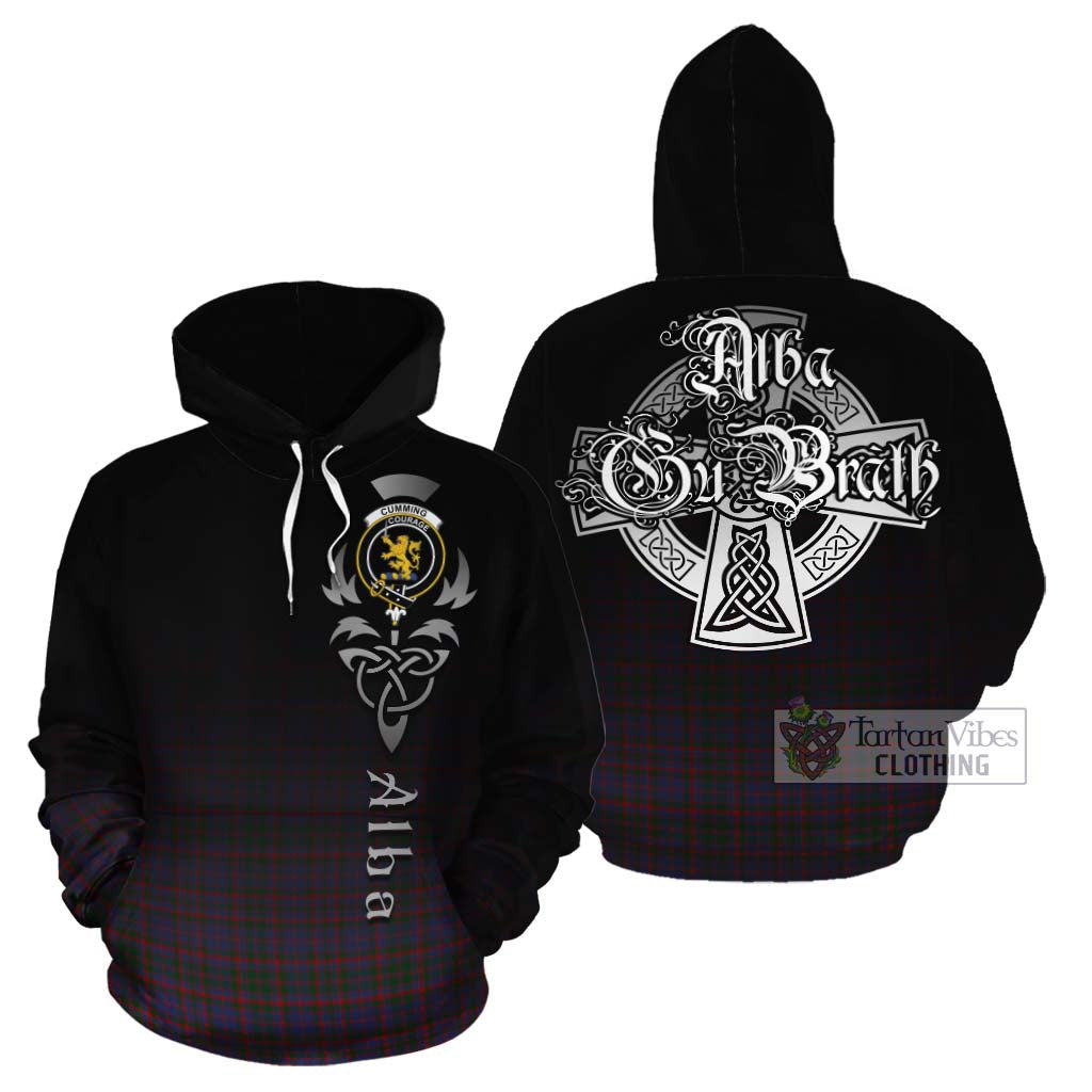 Tartan Vibes Clothing Cumming Tartan Cotton Hoodie Featuring Alba Gu Brath Family Crest Celtic Inspired