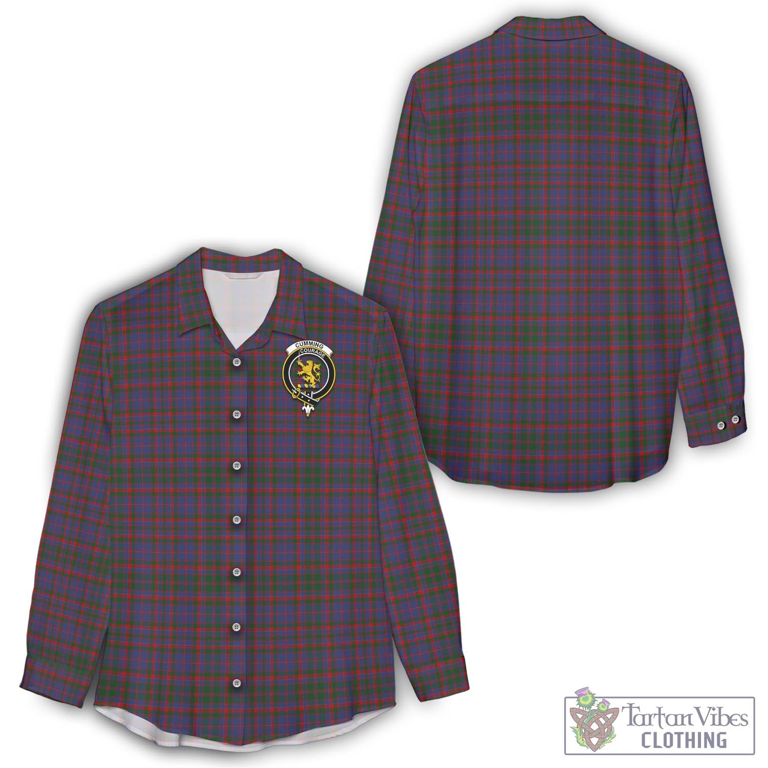 Tartan Vibes Clothing Cumming Tartan Womens Casual Shirt with Family Crest