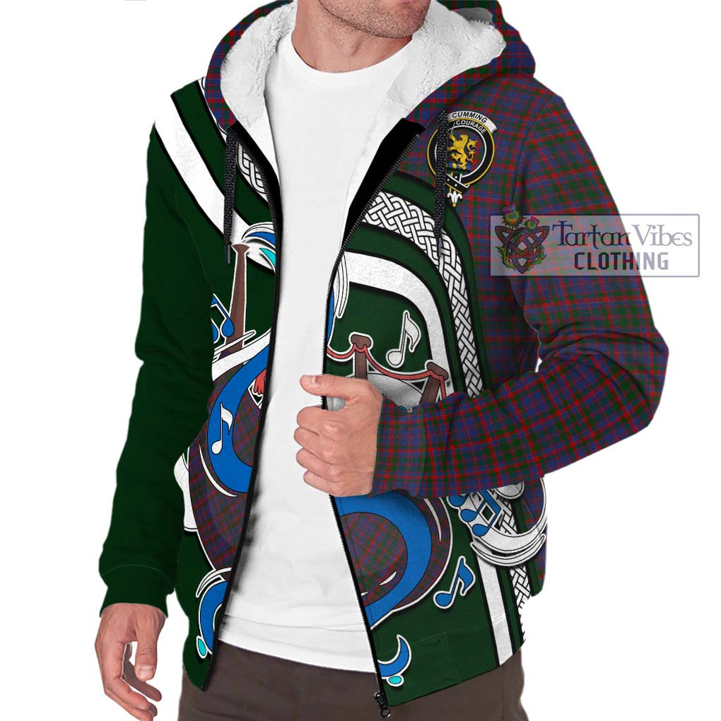 Cumming Tartan Sherpa Hoodie with Epic Bagpipe Style Unisex - Tartanvibesclothing Shop